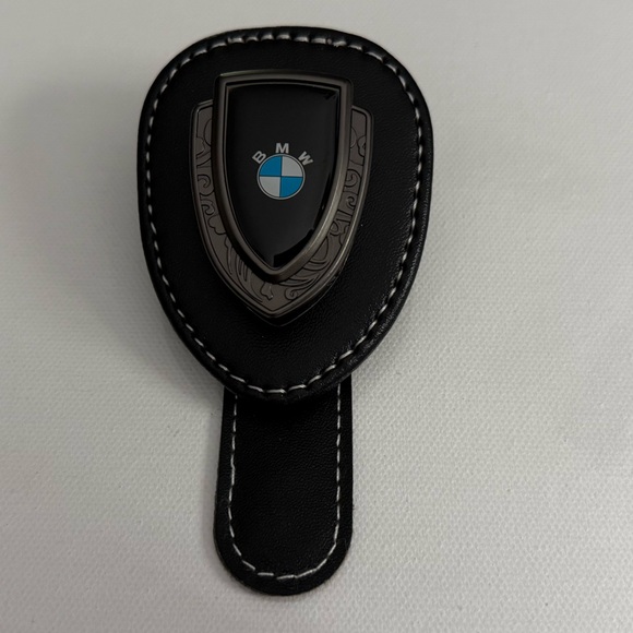 BMW Sunglass Holder for Car with Logo Black PU Leather NWT - Picture 1 of 10